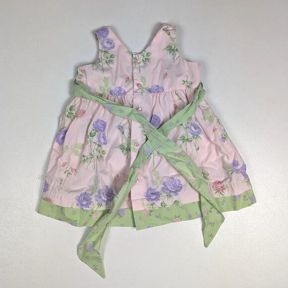 Vtg Hartstrings Baby Dress Girls Sz 18m 90s Pink Floral Sundress - Picture 4 of 5